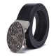 120CM 125CM Business Casual Printed Two-Layer Leather Embossed Waist Belt with Alloy Automatic Buckl