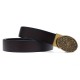 120CM 125CM Business Casual Printed Two-Layer Leather Embossed Waist Belt with Alloy Automatic Buckl