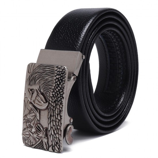 120CM 125CM Mens Business Two-Layer Leather Waist Belts Quick Adjustment Automatic Buckle Belt