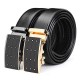 120CM Men First Floor Cowhide Grid Frosted Gold Alloy Adjustable Automatic Buckle Belt