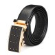 120CM Men First Floor Cowhide Grid Frosted Gold Alloy Adjustable Automatic Buckle Belt