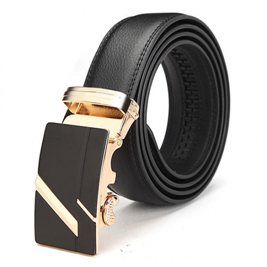 120CM Men Second Floor Cowhide Frosted Gold Silver Alloy Automatic Buckle Belt
