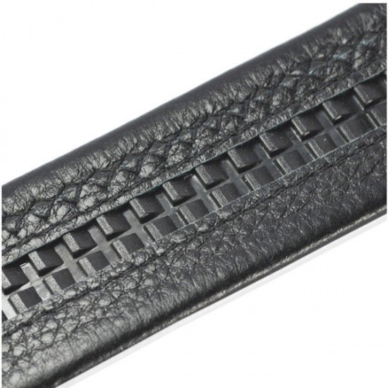 125-130CM Men Genuine Leather Business Belt Casual Automatic Buckle Belt Strip
