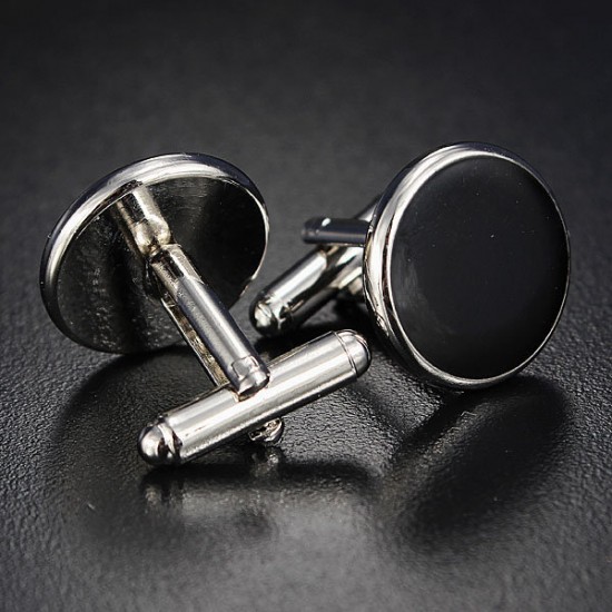 Cufflinks Shirt Studs Set Men Elegant Black White Tuxedo Formal Suit