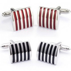 Men Cuff Links Color Stripe Metal Copper Enamel Square Accessories for Shirt