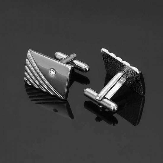 Men Diamonds Lavaliver Cufflink Suit Business Formal Silver Golden Geometry Cufflink