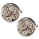 Men Male Silver Mechanical Watch Pattern Cuff Links Wedding Gift Suit Shirt Accessories