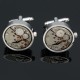 Men Male Silver Mechanical Watch Pattern Cuff Links Wedding Gift Suit Shirt Accessories