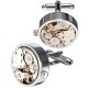 Men Male Silver Mechanical Watch Pattern Cuff Links Wedding Gift Suit Shirt Accessories