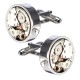 Men Male Silver Mechanical Watch Pattern Cuff Links Wedding Gift Suit Shirt Accessories