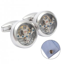 Men Male Sliver Vintage Steampunk Watch Shape Wedding Cuff Links Cuff Links Mens Gift Suit Shirt