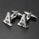 Men Shirt Suit Wedding Letter Stainless Steel Silver Cufflinks Gift