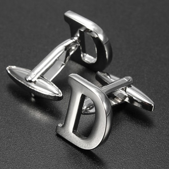 Men Shirt Suit Wedding Letter Stainless Steel Silver Cufflinks Gift