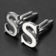 Men Shirt Suit Wedding Letter Stainless Steel Silver Cufflinks Gift