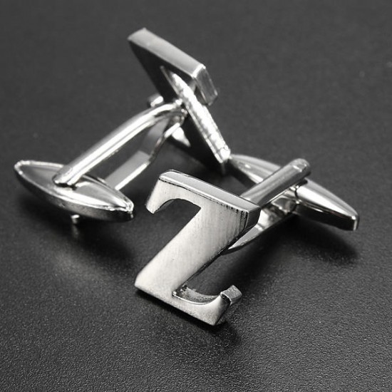 Men Shirt Suit Wedding Letter Stainless Steel Silver Cufflinks Gift