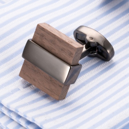 Mens Dress Solid Wood Cuffs Suit Cufflinks Business Elegant French Shirt Cuff Button