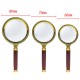 8mm HD 6X Wooden Handle Magnifying Overgild Glasses Portable Reading Glasses