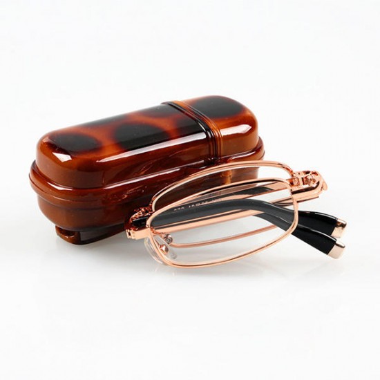 Folding Reading Glasses Men Women Metal Frame Portable Presbyopic Glasses With Glasses Case