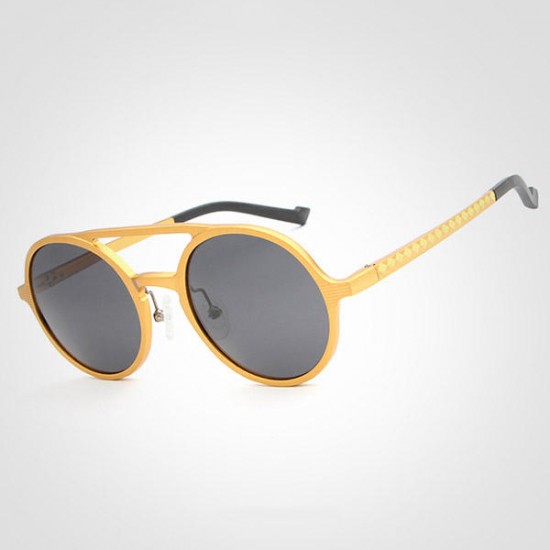 Men Anti-UV RounD-shape Polarized Sun Glassess Casual Driving Aluminum Magnesium Frame Eyeglasseess