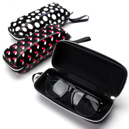 Zipper Hook PU Dot Sunglasses Box Compression Resistance Plastic Travel Carry Case Bag