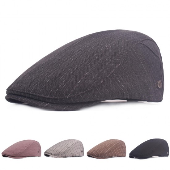 Cotton Stripe Dad Hats Mens Adjustable Beret Caps Outdoor Newsboy Hunting Hats