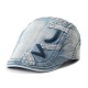 Cowboy Embroidery Denim Cotton Cap  Leisure Outdoor Couple Beret Hat