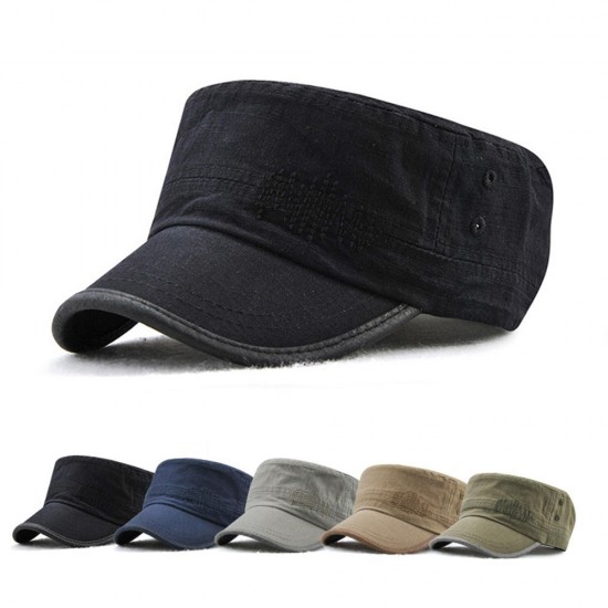 Dad Summer Adjustable Flat Hats Outdoor Cotton Military Peaked Cap Mens