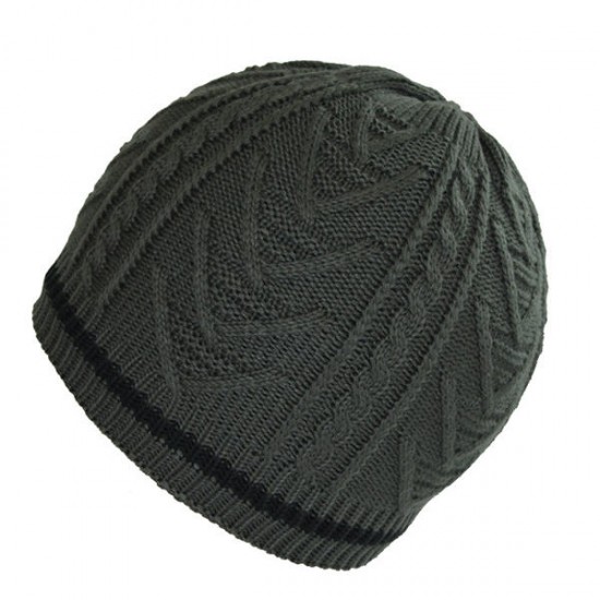 Men Thickening Winter Warm Knitted Skullies Hat Solid Casual Beanies Cap