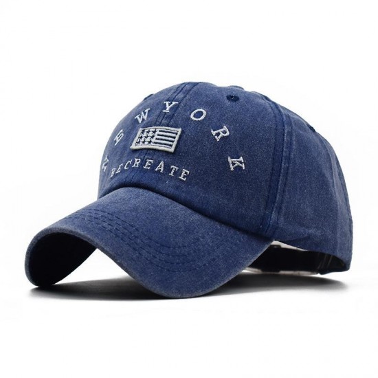 Men Women Washed Cotton Letter Embroidered Baseball Hat Adjustable Sport Snapback Cap
