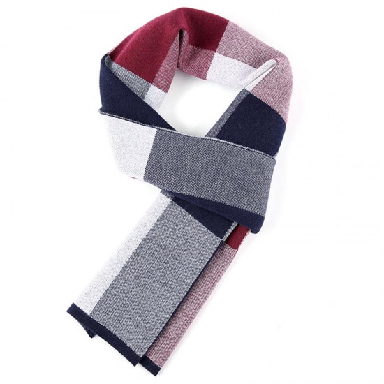 180CM Men Winter Patchwork Thicken Warm Scarves Knitting Soft Neckercheif Scarf