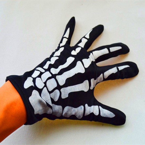 Fashion Halloween Skeleton Ghost Demon Elastic Skull Gloves