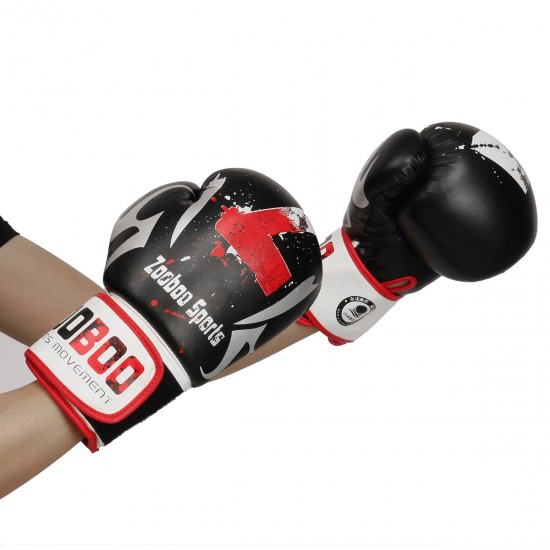 Men 1 Pair PU Leather Boxing Gloves Mitts Muay Thai Punch Bag Sparring MMA Training