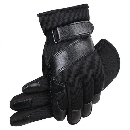 Men Male Nylon Leather Thread Driving Gloves Thick Skidproof Outdoor Cycling Mittens