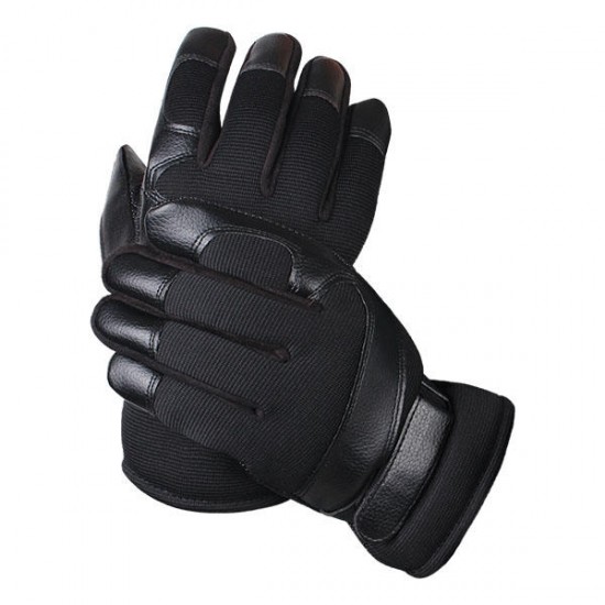 Men Male Nylon Leather Thread Driving Gloves Thick Skidproof Outdoor Cycling Mittens