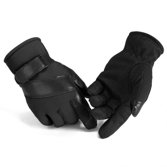 Men Male Nylon Leather Thread Driving Gloves Thick Skidproof Outdoor Cycling Mittens