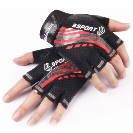 Unisex Microfiber Cycling Bicycle Half Finger Gloves Gym Outdoor Sport Fingerless Mittens