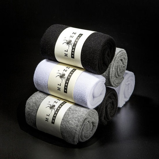 6 Pair Men Cotton Solid Business Long Tube Socks Casual Antibacterial Breathable Socks