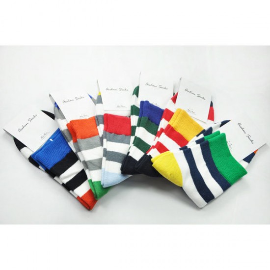 A.E.SHON Mens Stripe Socks Colours Cotton Socks