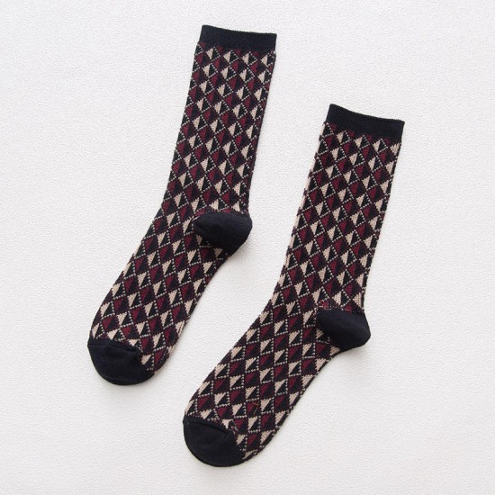 Men Plaid Medium Long Tube Socks Outdoor Casual Deodorization Athletic Sock
