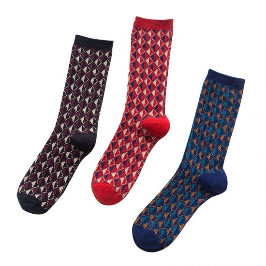 Men Plaid Medium Long Tube Socks Outdoor Casual Deodorization Athletic Sock