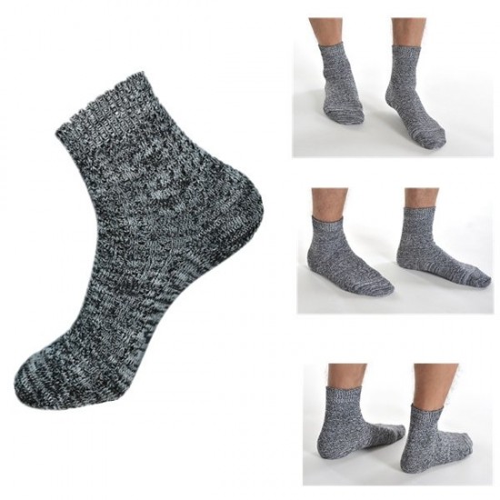 Men Spring Fall Winter Cotton Knitted Stockings Vintage Breathable Socks 5 Colors