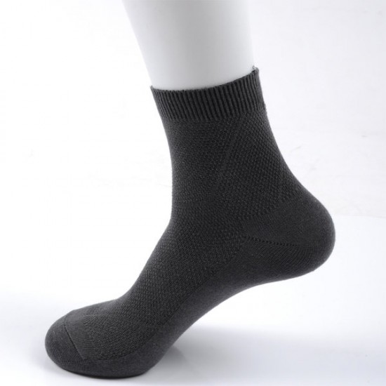 Mens Solid Color Cotton Mesh Breathable Business Casual Short Tube Socks