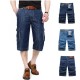 AFSJEEP Mens Summer Outdoor Multi-pocket Loose Straight Leg Cargo Shorts Casual Denim Shorts Big Size30-44