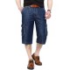 AFSJEEP Mens Summer Outdoor Multi-pocket Loose Straight Leg Cargo Shorts Casual Denim Shorts Big Size30-44