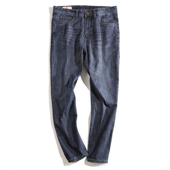 Casual Loose Straight Leg Basic Vintage Jeans for Men