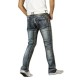 Men Elastic Slim Fit Straight Leg Washed Casual Jeans Pants US Size 30-44