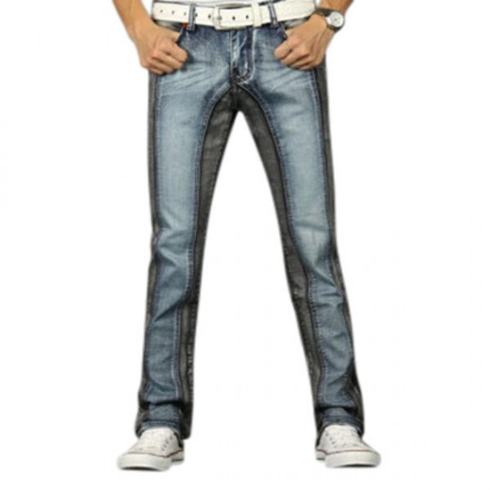 Men Elastic Slim Fit Straight Leg Washed Casual Jeans Pants US Size 30-44