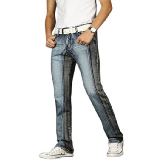 Men Elastic Slim Fit Straight Leg Washed Casual Jeans Pants US Size 30-44