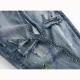 Men Hole Ripped Splashed Painting Fashion Washed Elastic Jeans