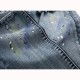 Men Hole Ripped Splashed Painting Fashion Washed Elastic Jeans